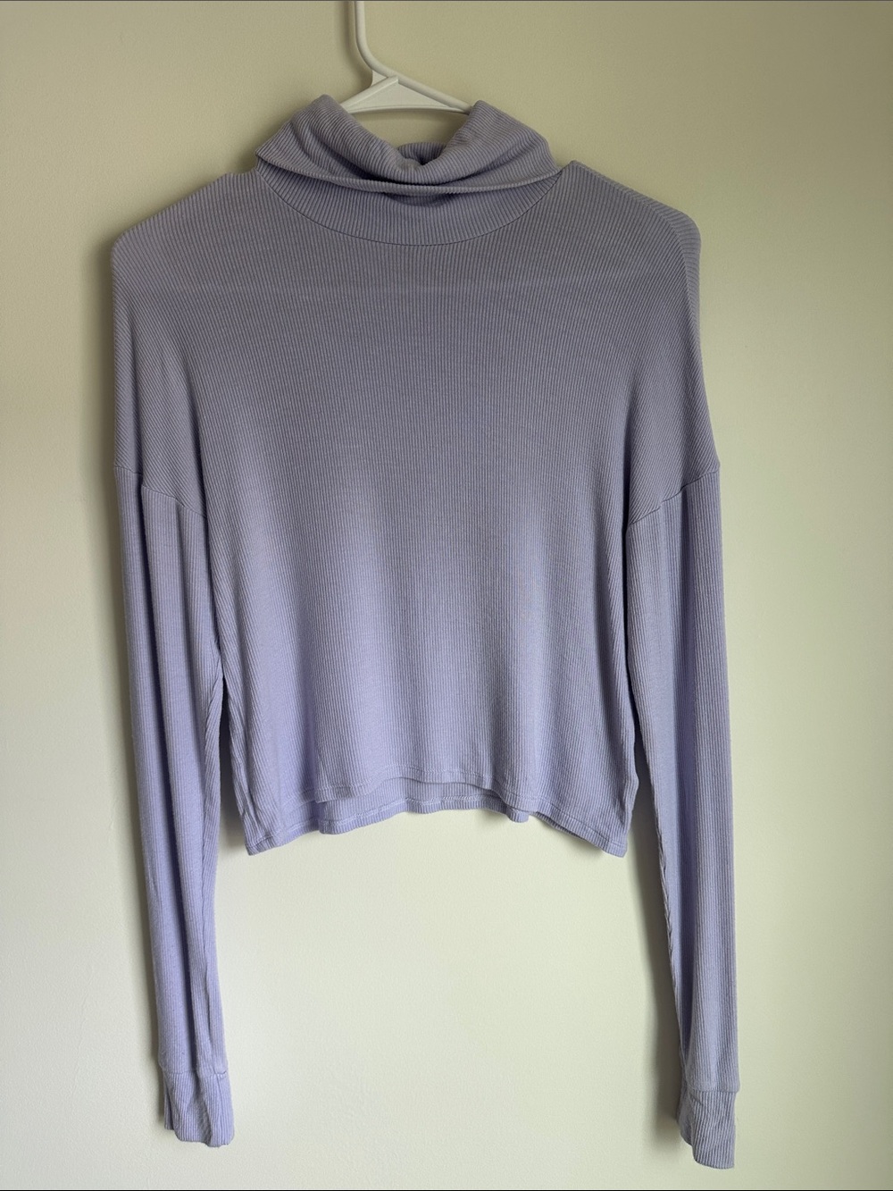 American Eagle Outfitters Light Lavender Ribbed Turtleneck Top - Soft & Sexy Rib